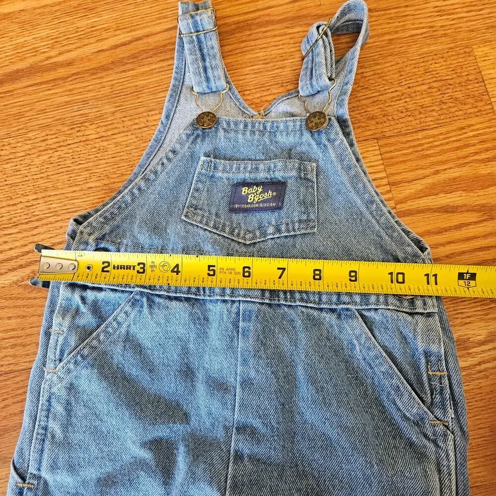 Vintage OshKosh B'gosh Baby Light Blue Denim Overalls Size 24 M 100% Cotton